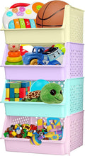 Skywin TidyFriend Large Stackable Storage Bins for Closet Organizers and Storage 4 Pack, Closet Organization for Kids Room and Home Organization (Multi)