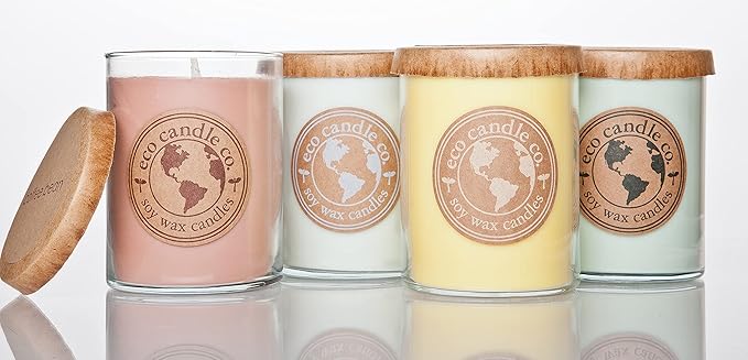 ECO CANDLE CO. Recycled Candle, Sanctuary, 18 oz. Double Wick - Scents of Black Orchid, Ginger, Cardamom, Lily, Leather, Amber, & Kyara - 100% Soy Wax, No Lead, Kraft Paper Label & Lid, Hand Made