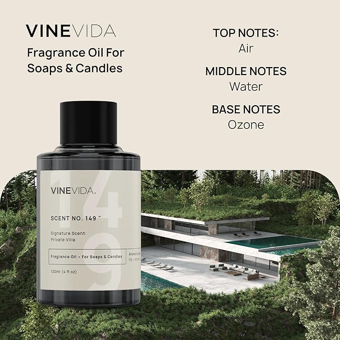 VINEVIDA [4 oz] Private Villa; Fragrance Oil for Candle Making and Soap Making - Premium Candle Scents for Soy Candles