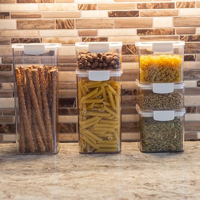 Home-Complete Food Storage Containers - 6-Piece Containers with Lids Set for Pantry Organization and Storage - Dry and Liquid Friendly Bins by Classic Cuisine