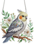 AiYuanzsh Diamond Art Suncatcher Hanging Kit Parrot with Flowers, Special Shaped Diamond Painting Ornament for Adults, Colorful DIY Window & Wall Decoration, Crystal Diamond Art Kit