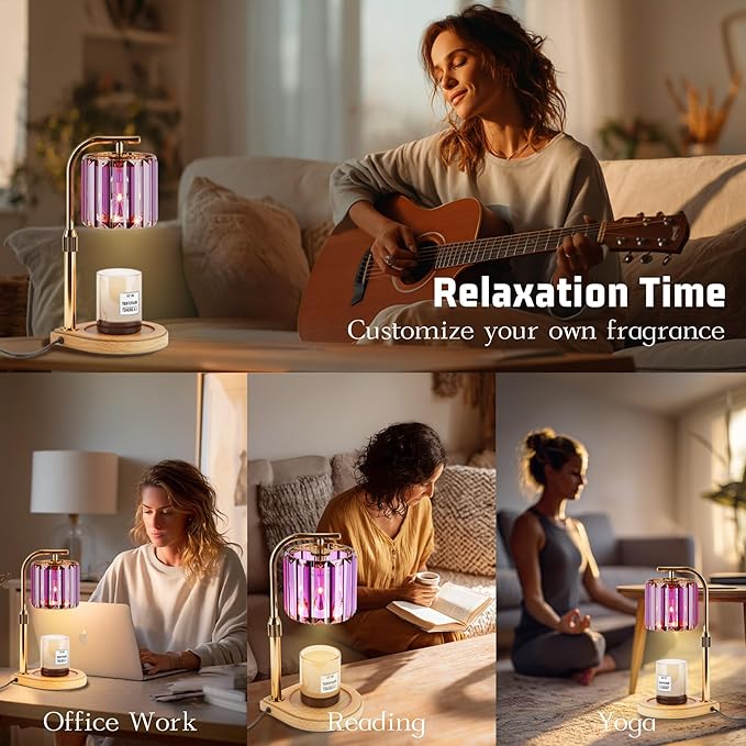 IN HAPPY Purple Candle Warmer Lamp with Timer and Dimmer, Electric Adjustable Candle Lamp Warmer, Birthday Gifts for Women, Mothers Day Gifts for Mom, Wax Warmer Lamp for Jar Candles with 2 Bulbs