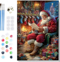 Bowetile Christmas Paint by Numbers for Adults Beginners Framed, Adults' Paint-by-Number Santa Claus Kits on Canvas, Acrylic Number Painting Christmas Gifts for Home Wall Decor, 8x12in