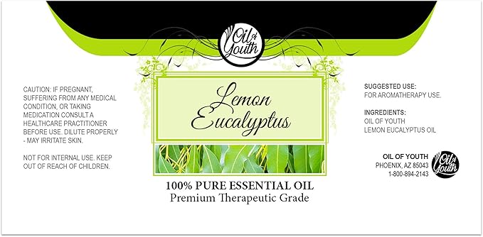 Oil of Youth Essential Oils 4oz - Lemon Eucalyptus Essential Oil - 4 Fluid Ounces - Oil of Lemon Eucalyptus