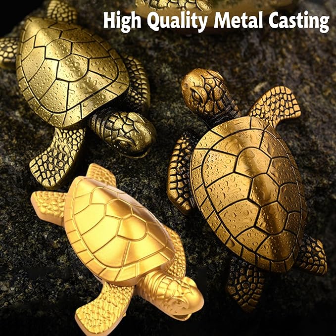 Torch Lighter - Turtle Shaped Refillable Gas Adjustable Flame Lighter, Unique Gift for Men & Women, Decorative Tabletop Lighter for Home & Office (Without Butane)-Titanium Gold