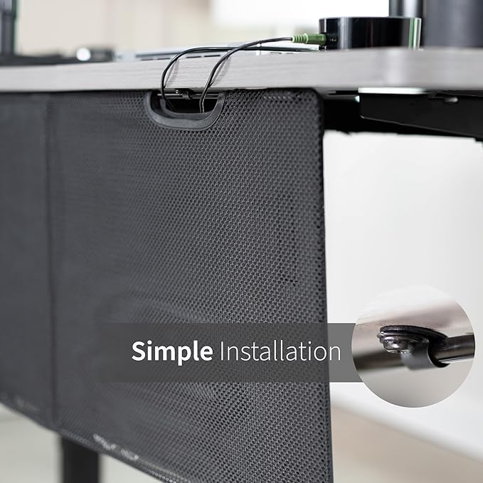 VIVO Black 30 inch Under Desk Privacy and Cable Management Organizer Sleeve, Wire Hider Kit Panel System, DESK-SKIRT-30