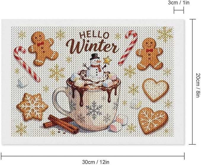 Diamond Painting Kits for Adults - Hello Winter Ice Cream & Gingerbread Snowflakes & Candles Painting DIY 5D Full Drill Diamond Dots Paintings with Diamonds Gem Art And Crafts Home Decor 8"x12"
