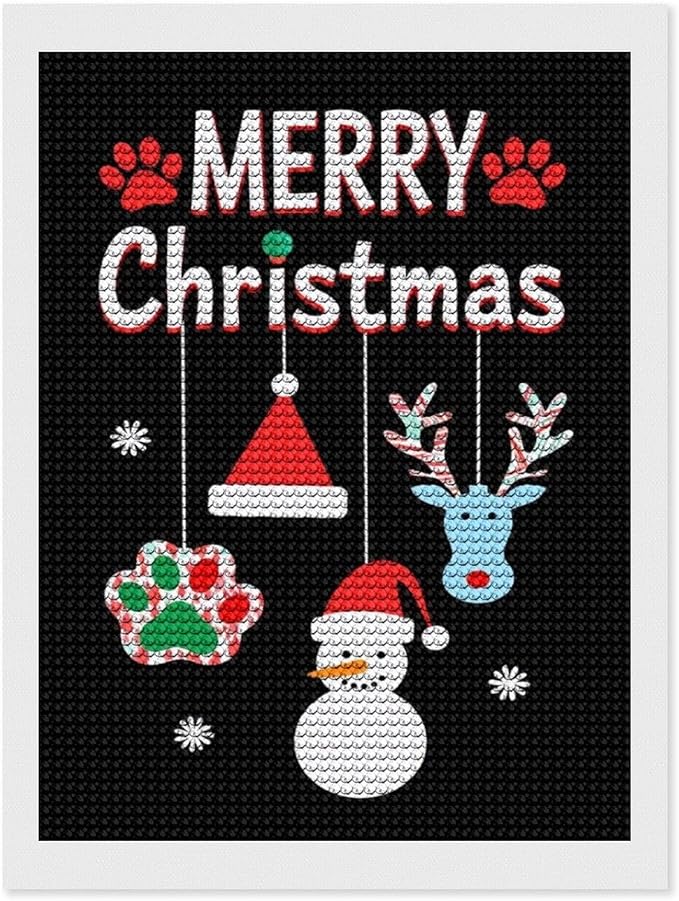 AIVKIEJK Diamond Painting Kits for Adults - Merry Christmas Paw Painting DIY 5D Full Drill Diamond Dots Paintings with Diamonds Gem Art and Crafts Home Decor 12"x16"