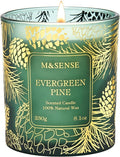 M&SENSE Evergreen Pine Vegan Soy Candles, 8.1oz 42-Hour Slow Burning Non Toxic, Winter Aromatherapy Candle for Calming Home Fragrance, Housewarming New Year Gifts