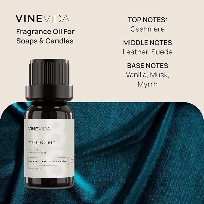 VINEVIDA [10ml] Cashmere & Suede; Fragrance Oil for Candle Making and Soap Making - Premium Candle Scents for Soy Candles