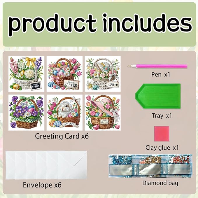 DoxQcs 5D Diamond Art Painting Greeting Cards Kit, DIY Cards for Blessings Congratulations Gifts, Greeting Card Set for Birthday Thanksgiving Day Christmas Halloween-Flower Baskets