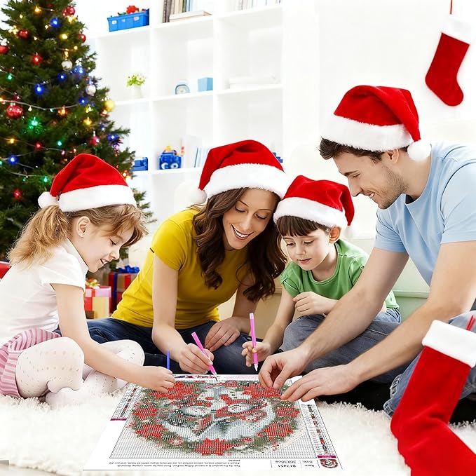 VIGEGU Diamond Art Kits for Adults, Christmas Diamond Painting Kits for Beginners, Christmas Snowman Diamonds Art Painting Kits, 5D Round Full Drill Crafts Kits Home Decor 12x12 Inch