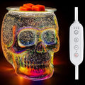 Wax Melt Warmer with Timer, Wax Warmer for Scented Wax with Light Bulb, Electric Skull Wax Burner, Halloween Fragrance Wax Melter for Home and Gifts (Rainbow Skull with Timer)