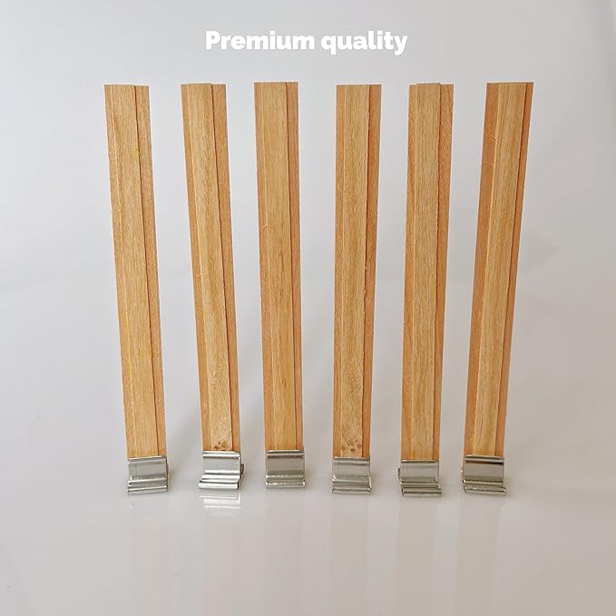 30 Sets Double-Layered Smokeless Cherry Wood Candle Wicks, Long Lasting Flame, Easily Burn, Candle Cores with Stand and Glue Dot, Warning Label for DIY Candle Making