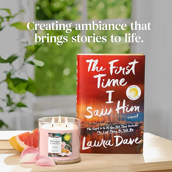 Yankee Candle x Reese’s Book Club, A Fresh Chapter, Spring Scented Candle, Bright Pomelo Scent, Blooming Rose Scent, 14.5oz 3-Wick Candle Jar with up to 40 Hours Burn Time, Giftable