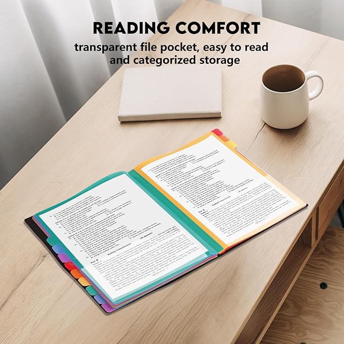 24 Pockets Expanding File Folder Organizer,Accordion File Organizer,A4 Letter Size,Rainbow Tab, for Home/Office/School Document Organizer (Black)