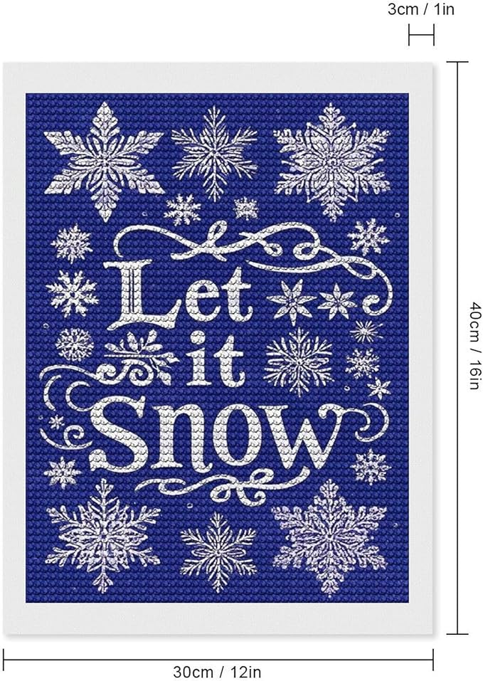 AIVKIEJK Diamond Painting Kits for Adults - Festive Snowflake Christmas Let It Snow Painting DIY 5D Full Drill Diamond Dots Paintings with Diamonds Gem Art and Crafts Home Decor 12"x16"