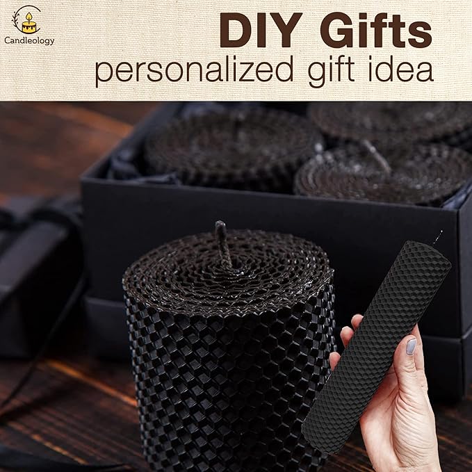 Black Beeswax Sheets for Candle Making - Organic Beeswax Candle Making Kit for Adults & Kids - Natural DIY Rolling Craft Set