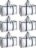 HealSmart 6 Pack Large Moving Bags with Zippers & Handles, Moving Supplies with lids, Heavy Duty Totes for Space Saving, Fold Flat, Moving and Storing, Clear