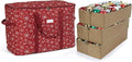 Covermates Keepsakes Adjustable Ornament Storage Bag – Heavy-Duty Polyester, Padded Dividers & FlexGrid Trays – Protective Holiday Ornament Organizer with Handles & Label Window, Red Snowflake