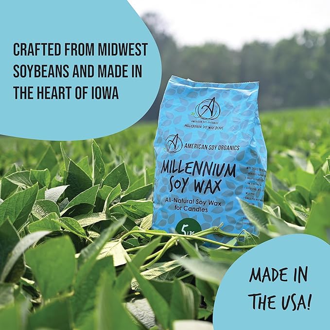 American Soy Organics Freedom Soy Wax Beads for Candle Making - Natural Candle Making Supplies - Paraffin-Free, Beeswax-Free Candle Wax for Container Candles, Tealights and Wax Melts, 5 lbs