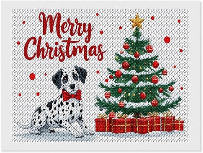 AIVKIEJK Diamond Painting Kits for Adults - Christmas Joyful Canine Holiday Painting DIY 5D Full Drill Diamond Dots Paintings with Diamonds Gem Art and Crafts Home Decor 12"x16"