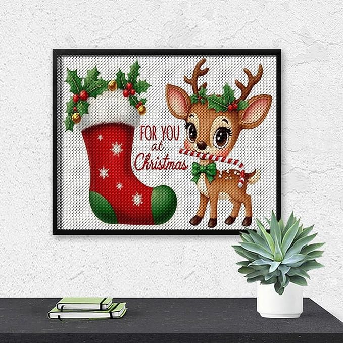 AIVKIEJK Diamond Painting Kits for Adults - Deer Sugar Bell Holiday Christmas Painting DIY 5D Full Drill Diamond Dots Paintings with Diamonds Gem Art and Crafts Home Decor 16"x20"