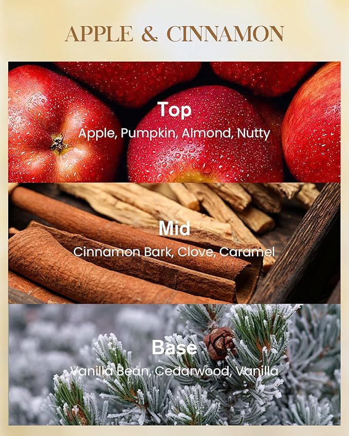 M&SENSE Apple Cinnamon Soy Large Candles, 3-Wick 35oz 150H Slow Burning, Aromatherapy Candle for Home Fragrance Winter Holiday Housewarming
