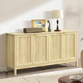 ELISA HOME Lagoon Large Buffet Sideboard Cabinet with Storages, 57.9" Modern Buffet Table Dining Room Cabinet Coffee Bar Storage with 4 Doors for Dining Room, Living Room, Hallway, Oak