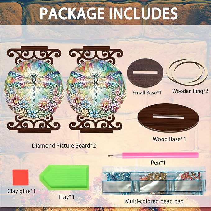 Diamond Art Painting Candlestick Holder kits, Dragonfly DIY shaped crystal Diamond art painting, woodiness Candle holder for AromaRelax & Home Decor, Christmas Halloween Ornaments (Double-Sided)