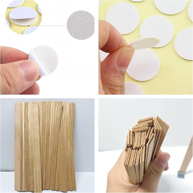 120 PCS Wooden Candle Wicks - 1mm Thick Natural Wood With Wick Stickers & Clips for DIY Candle Making