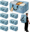 WORKPRO 8 Pack Extra Large Moving Bags with Zippers & Carrying Handles Backpack Straps, Heavy-Duty Storage Tote for Space Saving & Storage, Alternative to Moving Box (Dusty Blue)