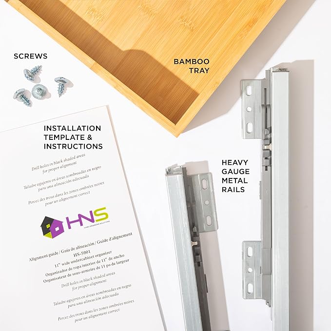 HOLDN’ STORAGE Bamboo Wooden Pull out Cabinet Organizer 11"W x 21"D Requires At Least a 12.25"W x 21"D Cabinet Opening W/Lifetime Limited Warranty, Bamboo Tray and Heavy Gauge Metal Rails