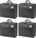 VENO 4 Pack Heavy Duty Moving Bags, Storage Bags, Packing Supplies, Top Zipper, Storage Totes for Camping, Clothes, Bedding, Comforters, Pillows (22 Gallon Dark Gray, 4 Pack)