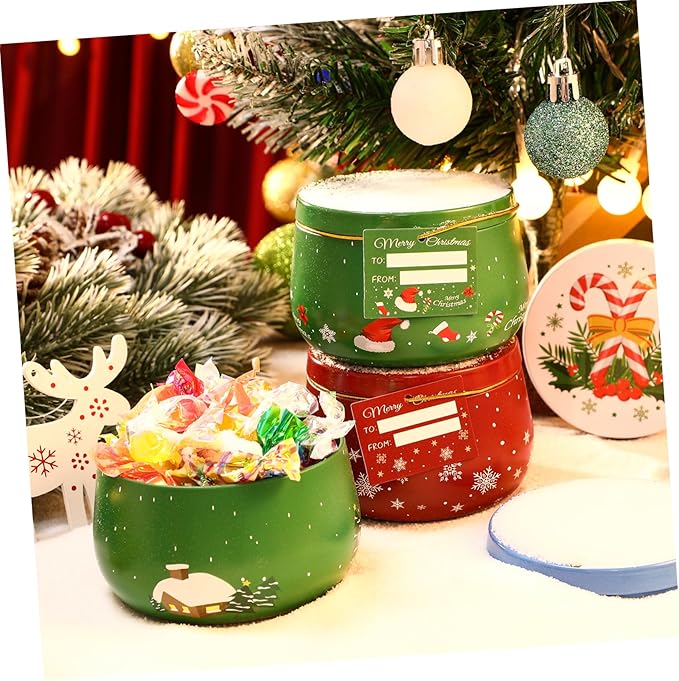 Christmas Cookie Tins for Gift Giving, 8PCS Christmas Tins Can with Lids, Holiday Cookie Containers Candle Jars with 8PCS Tags for Candy Spices Tea DIY Baking Candles Party Favors Storage