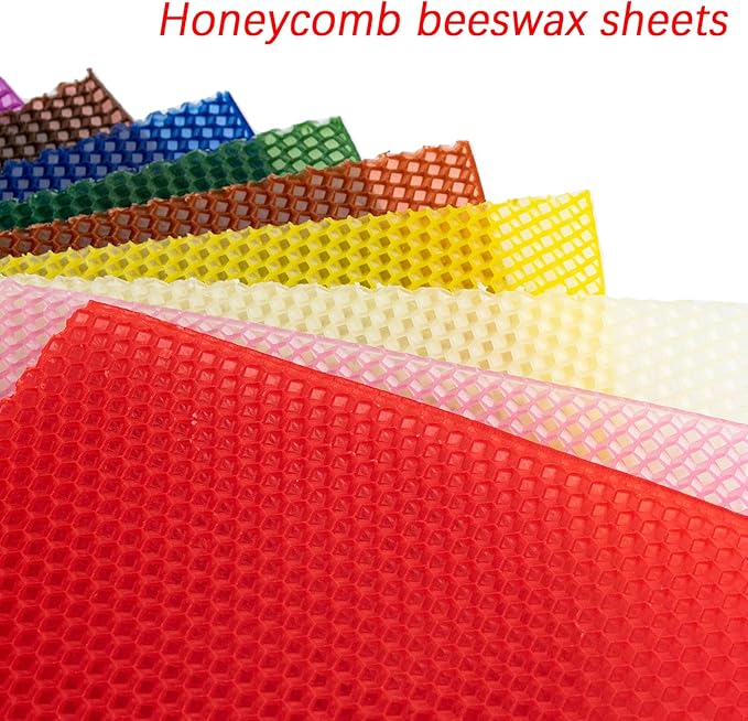 QUYLIXX 20 Pcs Beeswax Candle Making Kit, Natural Beeswax Sheets for Candle Making Rolling Kits (Bright Color, 8 x 8 inch)
