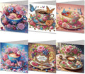 DoxQcs 5D Diamond Art Painting Greeting Cards Kit, DIY Cards for Blessings Congratulations Gifts, Greeting Card Set for Birthday Thanksgiving Day Christmas Halloween-Morning Tea
