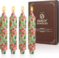 7 inch Short Candle Floral Candle Sticks Printed Candlestick Handmade Unscented Taper Candle 4 Pack Flower Tapered Candles for Home Dinner Wedding Holiday