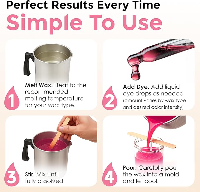 Pink Liquid Candle Dye (1 oz) - Made in the USA - Safe and Easy to Use - Pure and Simple Ingredients - Candle Making Supplies for Soy, Paraffin, Palm or Gel Wax - 10 Vibrant Colors to Choose from