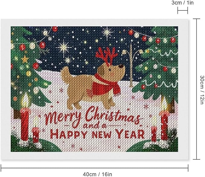 Diamond Painting Kits for Adults - Merry Christmas And Happy New Year Red Antlers & Scarf Painting DIY 5D Full Drill Diamond Dots Paintings with Diamonds Gem Art And Crafts Home Decor 12"x16"