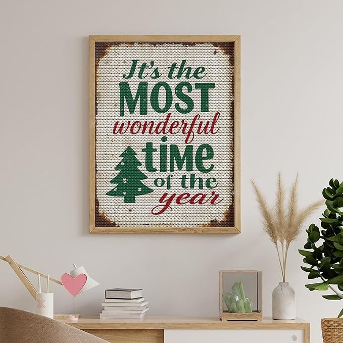 Diamond Painting Kits for Adults - Humorous Quote & Christmas Tree Most Wonderful Time of The Year Painting DIY 5D Full Drill Diamond Dots Paintings with Diamonds Gem Art And Crafts Home Decor 12"x16"