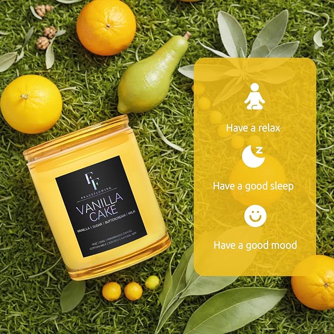 Vanilla Cake Scented Candle, 2-Wick Luxury Soy Wax Candle, 9 oz Aromatherapy Candle Home Fragrance Candles Gift