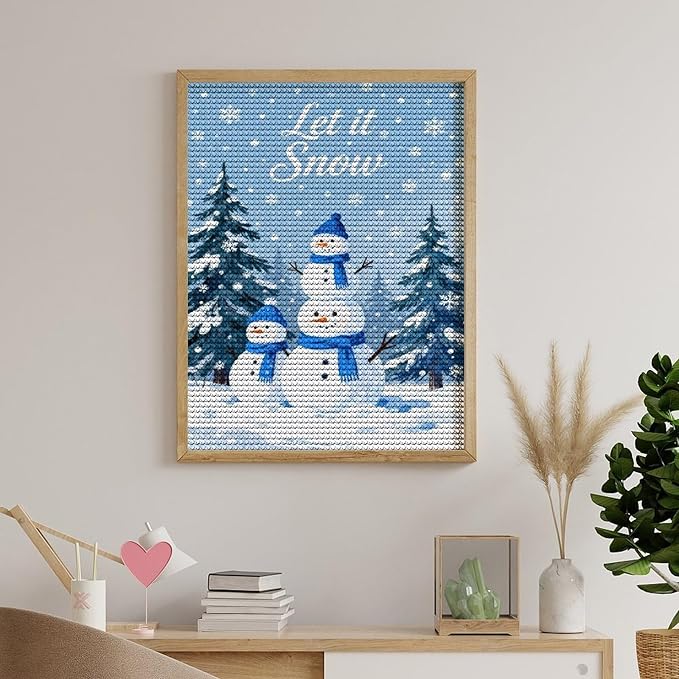 AIVKIEJK Diamond Painting Kits for Adults - Merry Christmas Snowman Winter Painting DIY 5D Full Drill Diamond Dots Paintings with Diamonds Gem Art and Crafts Home Decor 12"x16"