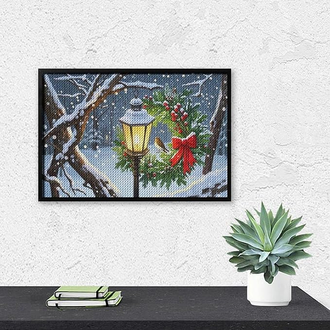 AIVKIEJK Diamond Painting Kits for Adults - Festive Christmas Red Berries & Golden Baubles Painting DIY 5D Full Drill Diamond Dots Paintings with Diamonds Gem Art and Crafts Home Decor 8"x12"