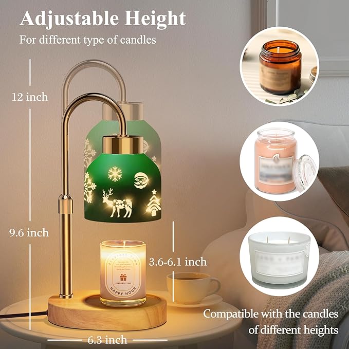Lukasa, Christmas Candle Warmer Lamp, with Timer and Dimmer, Adjustable Height Candle Lamp, Wax Melt Warmer for Scented Jar Candles, for Women Mom Girls Teens Adults