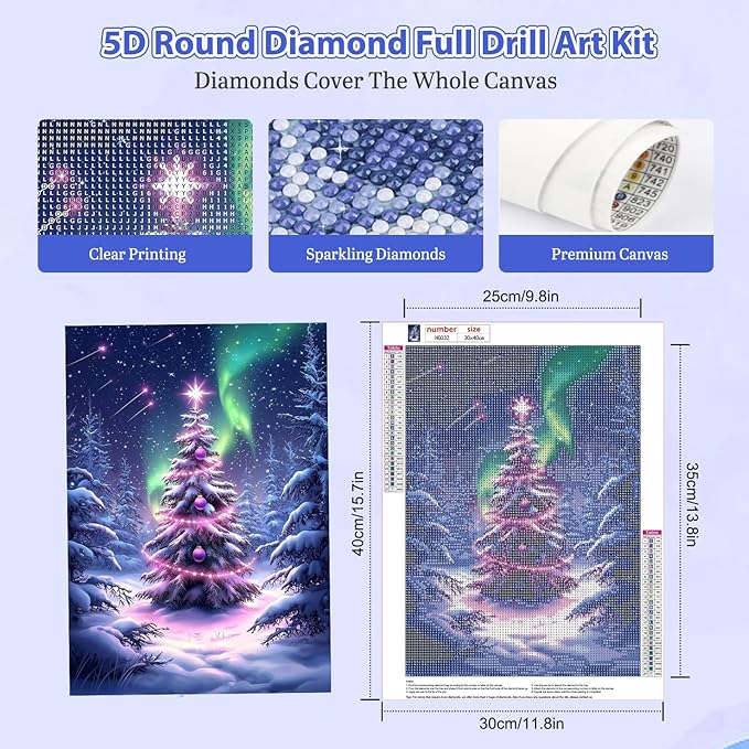 Genius maker Christmas Tree Diamond Painting Kits for Adults, 5D Diamond Art Kits for Adults Beginners, DIY Full Drill Gem Art Diamonds Painting Pictures Crafts Kit for Home Wall Decor 12x16inch