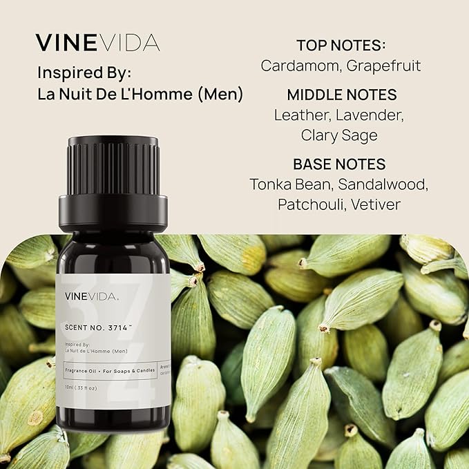 VINEVIDA [0.33 Oz] Inspired by: La Nuit de L'Homme (Men); Fragrance Oil for Candle Making and Soap Making - Premium Candle Scents for Soy Candles