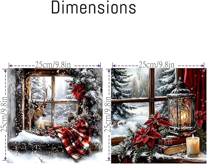 NEGEKFKX 2 Pack Christmas Paint by Numbers Kit for Adults Beginner with Framed,Deer Easy Adult Paint by Number Kits on Canvas DIY Painting for Beginners Art by Numbers for Home Wall Decor 10x10Inch