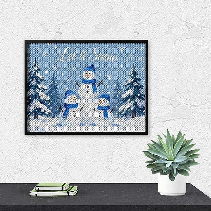 AIVKIEJK Diamond Painting Kits for Adults - Merry Christmas Snowman Winter Painting DIY 5D Full Drill Diamond Dots Paintings with Diamonds Gem Art and Crafts Home Decor 12"x16"
