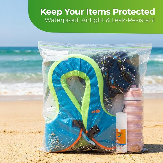 3 Gallon Storage Bags - 15 Count, Extra Strong And Super Durable, 2 Mil Thick, Leak-Proof Unique Zipper, Extra Large Storage Bags for Home & Travel